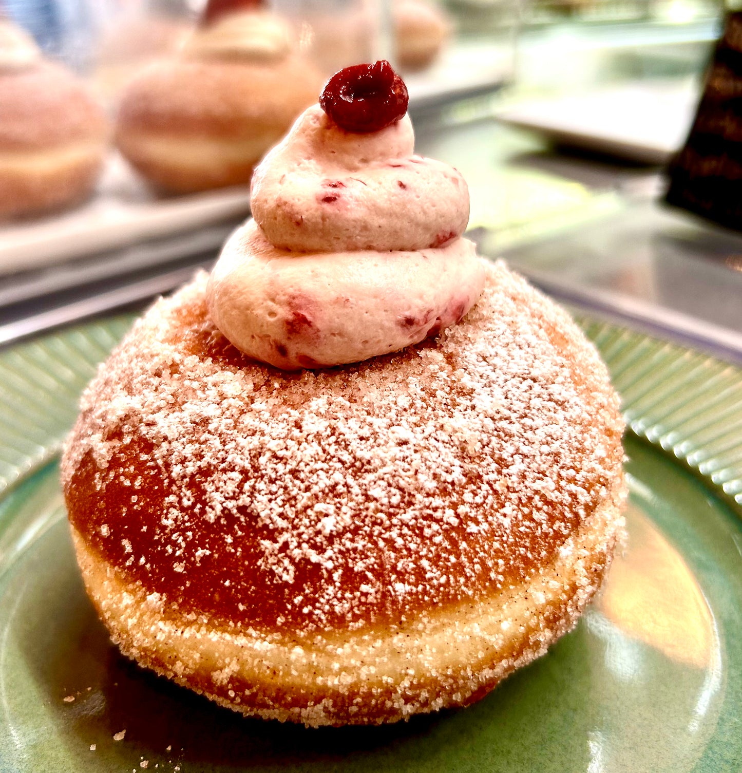 RASPBERRY JAM AND CREAM DOUGHNUT