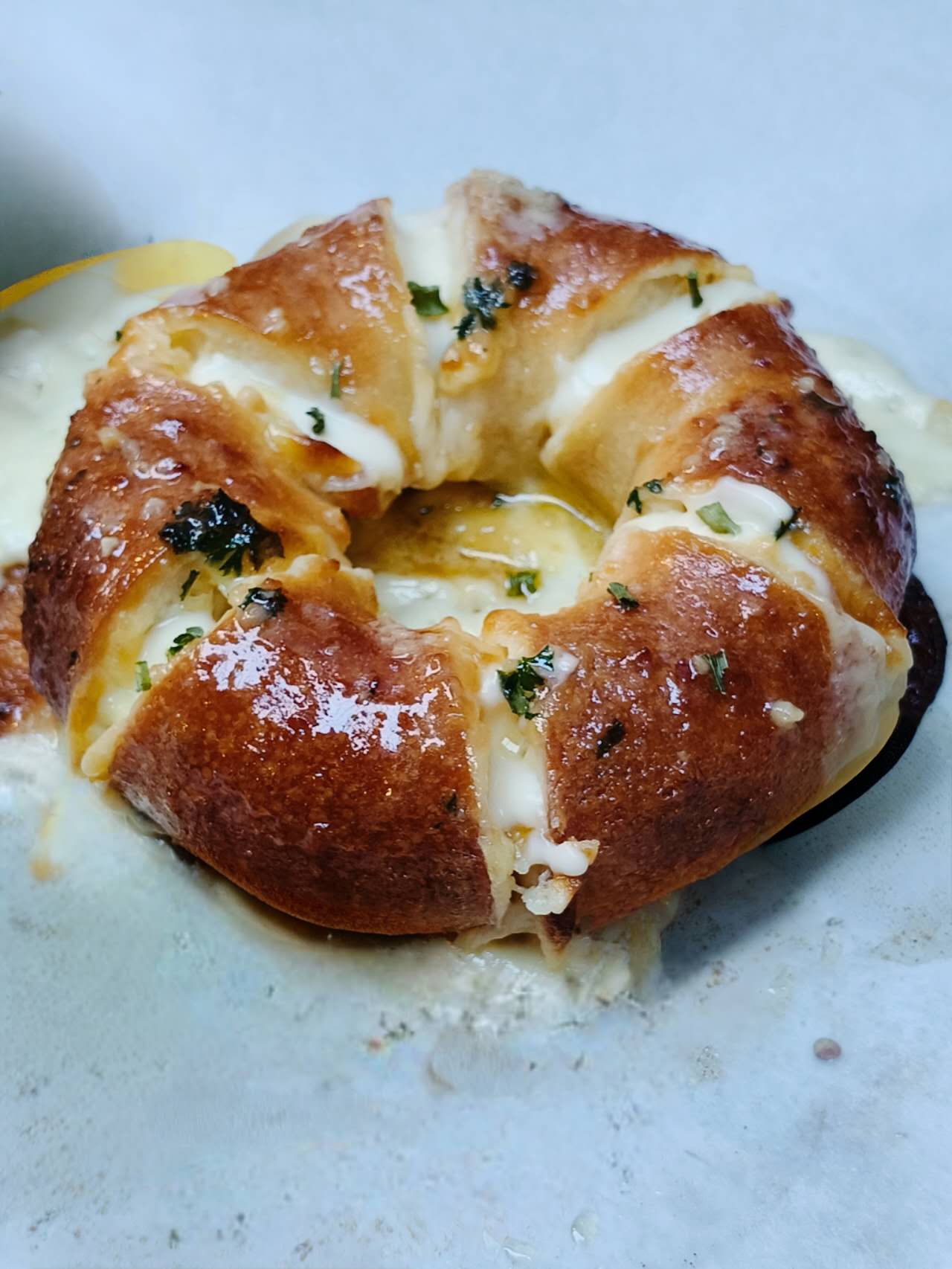 cream cheese stuffed with garlic bagel